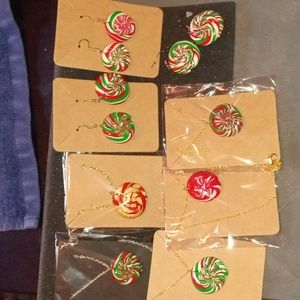 5 Necklaces and 3 Pair Earrings Christmas Handmade Polimer Clay Jewelry